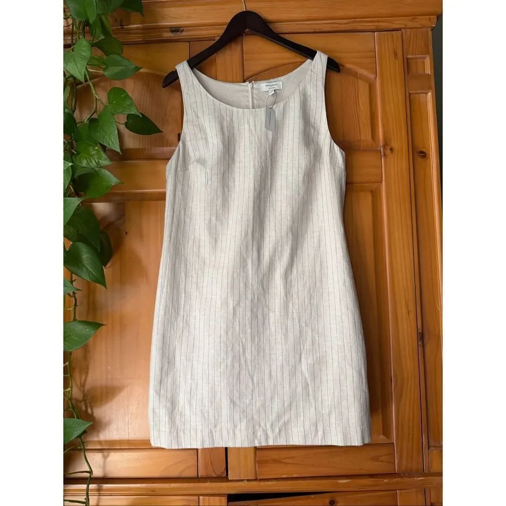 NWT •	Banana Republic Linen Blend Pinstripe Sheath Dress Women’s 16